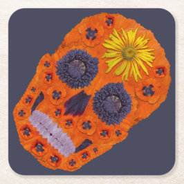 Blume Schädel 1 Rechteckiger Pappuntersetzer