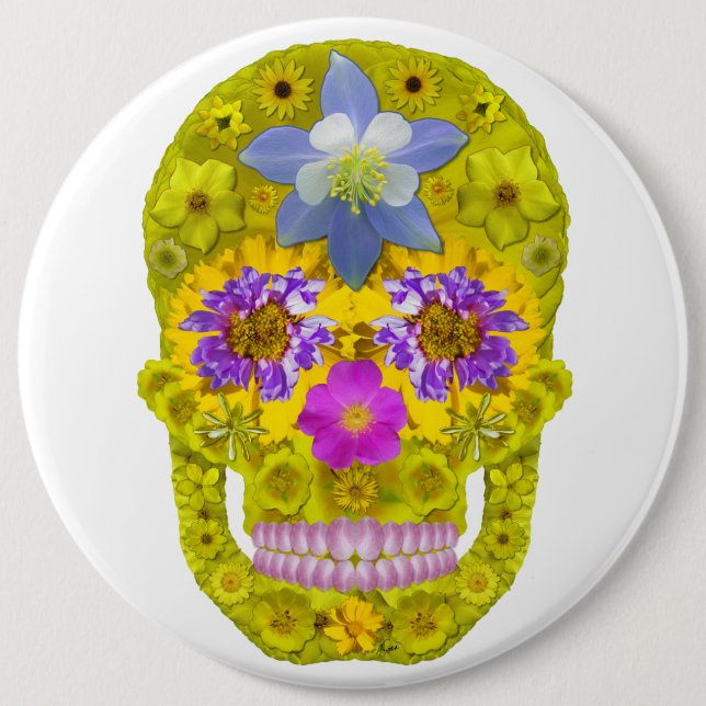 Blume Schädel 3 Button (Vorderseite)