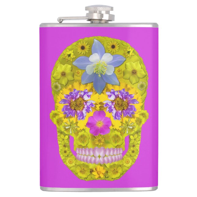 Blume Schädel 3 Flachmann (Vorderseite)