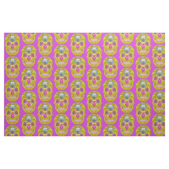 Blume Schädel 3 Stoff (Fat Quarter (45,7 x 55,9 cm))