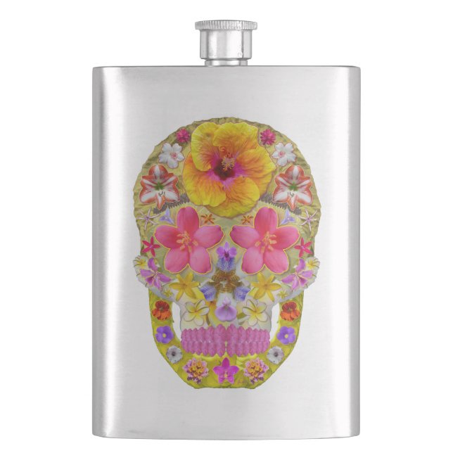 Blume Schädel 4 - tropisch Flachmann (Vorderseite)