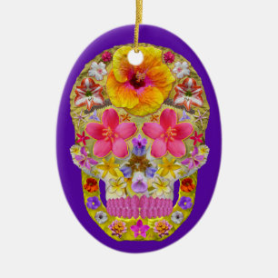 Blume Schädel 4 - tropisch Keramikornament