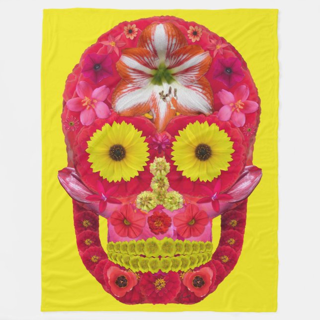 Blume Schädel 6 Fleecedecke (Vorderseite)
