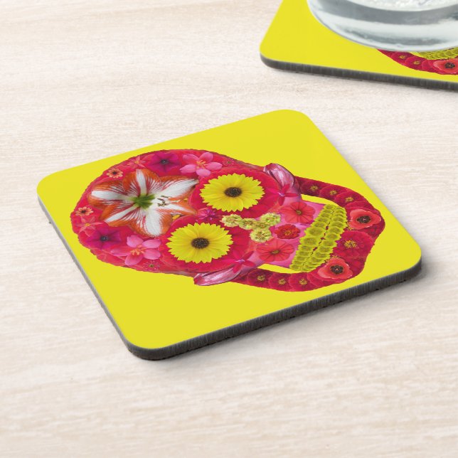 Blume Schädel 6 Getränkeuntersetzer (Linke Seite)