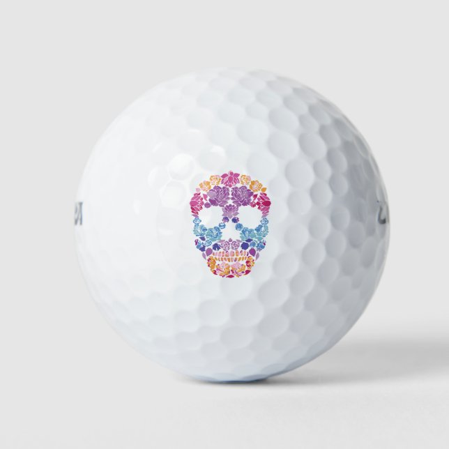 Blume Schädel, Zuckerschädel Golfball (Vorderseite)