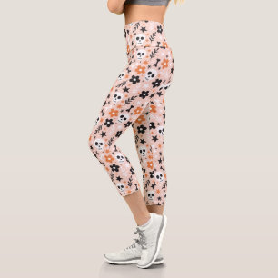 Blume Schädelmuster Capri Leggings