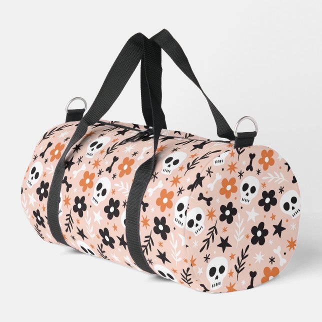 Blume Schädelmuster Duffle Bag (Linke Seite)