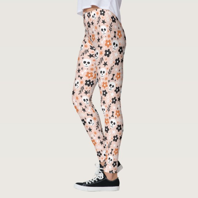 Blume Schädelmuster Leggings (Links)