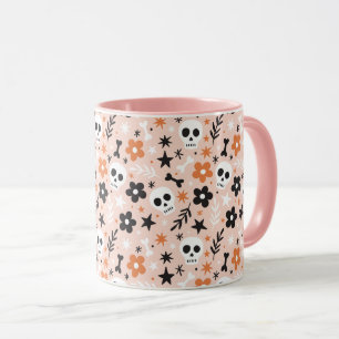 Blume Schädelmuster Tasse