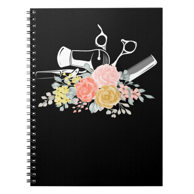 Blume Schere Frauenhaus Friseur Notizblock (Vorderseite)