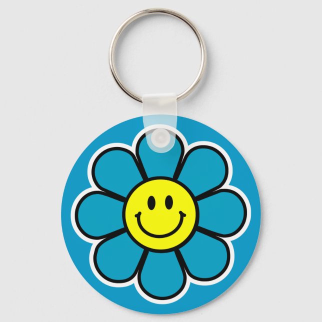 Blume Schlüsselanhänger (blau) (Vorderseite)