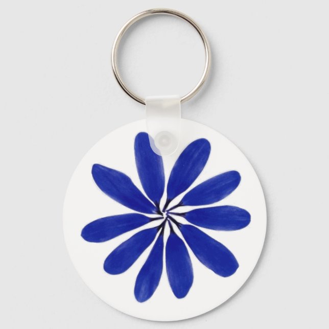 Blume Schlüsselanhänger blau (Vorderseite)