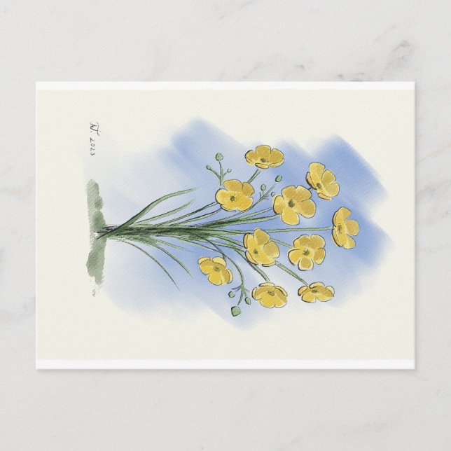 Blume-Schmetterbecher-Aquarellkarte Postkarte (Vorderseite)