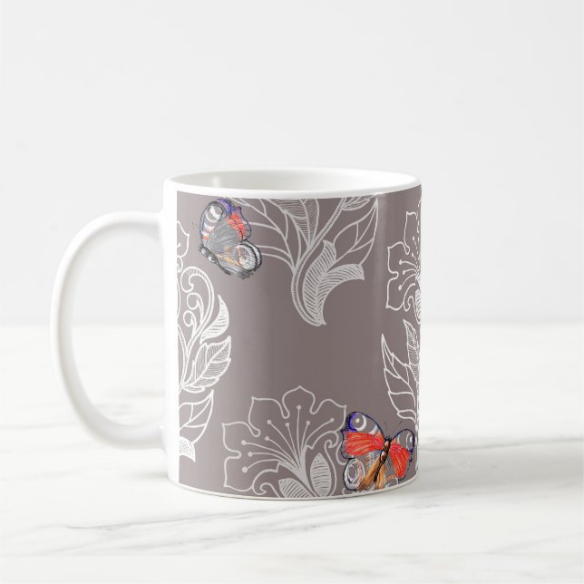 Blume, Schmetterling, Aquarell, Muster  Kaffeetasse (Links)