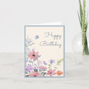 Blume-Schmetterling-Geburtstag Karte