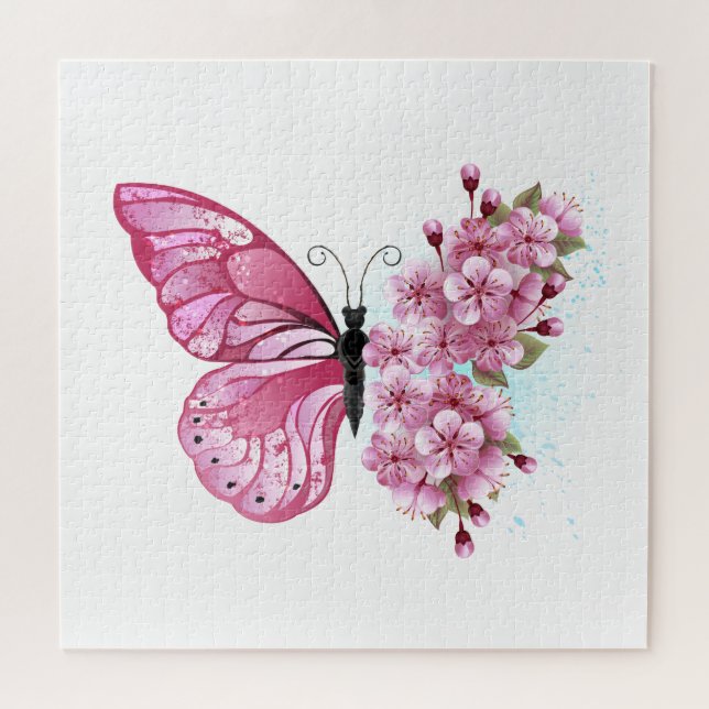 Blume Schmetterling mit rosa Sakura (Horizontal)