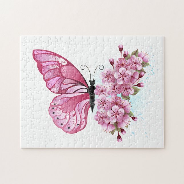 Blume Schmetterling mit rosa Sakura (Horizontal)