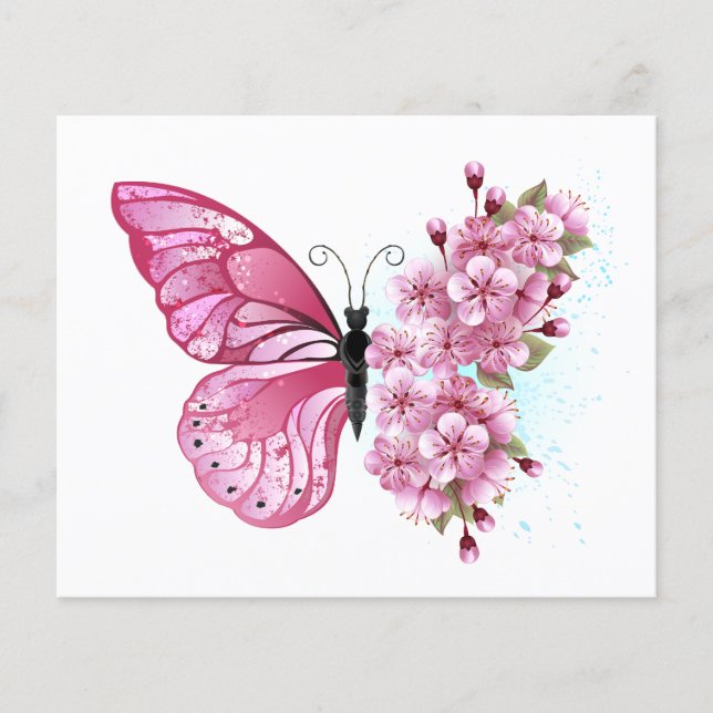 Blume Schmetterling mit rosa Sakura Flyer (Vorne)
