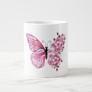 Blume Schmetterling mit rosa Sakura Jumbo-Tasse