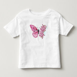 Blume Schmetterling mit rosa Sakura Kleinkind T-shirt