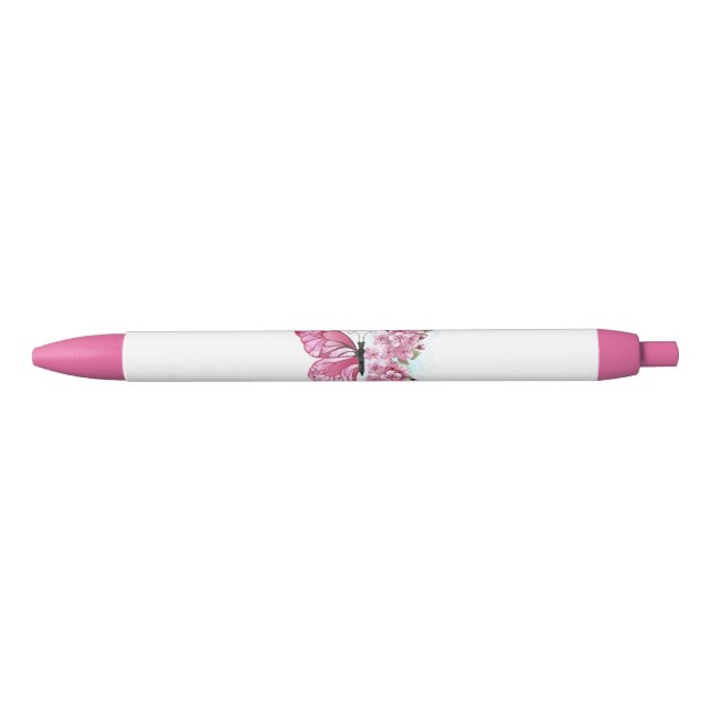 Blume Schmetterling mit rosa Sakura Kugelschreiber (Vorderseite)