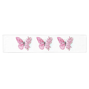 Blume Schmetterling mit rosa Sakura Kurzer Tischläufer