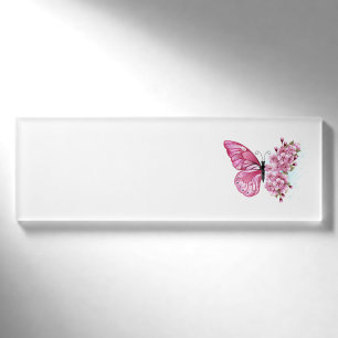 Blume Schmetterling mit rosa Sakura Namenschild