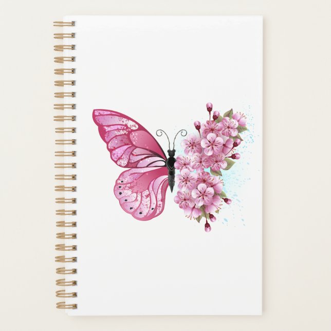 Blume Schmetterling mit rosa Sakura Planer (Vorderseite)