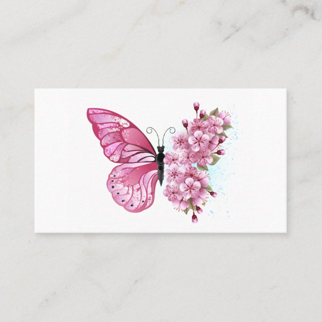 Blume Schmetterling mit rosa Sakura Rabattkarte (Vorderseite)