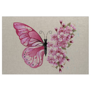 Blume Schmetterling mit rosa Sakura Stoff