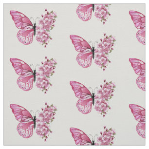 Blume Schmetterling mit rosa Sakura Stoff