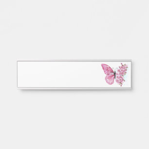 Blume Schmetterling mit rosa Sakura Türschild