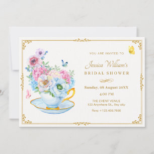 Blume Schmetterling Teetasse Brautparty Einladung