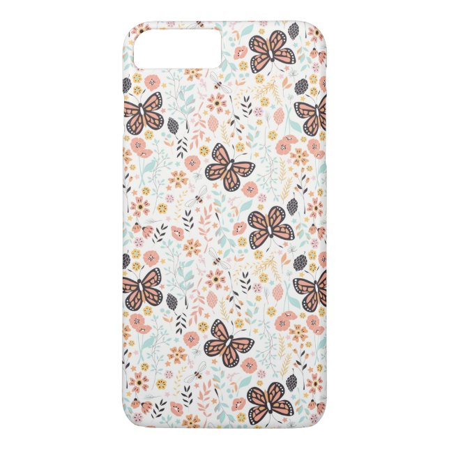 Blume Schmetterlinge und Bienen Case-Mate iPhone Hülle (Rückseite)