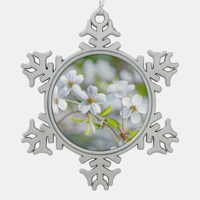 Blume Schneeflocken Zinn-Ornament (Vorderseite)