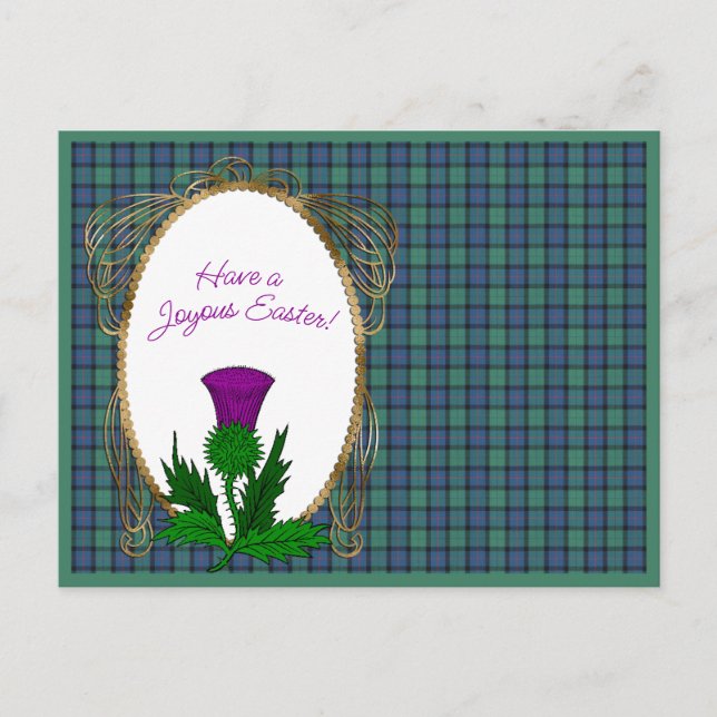 Blume Schottlands Tartan Osterzeit Feiertagspostkarte (Vorderseite)