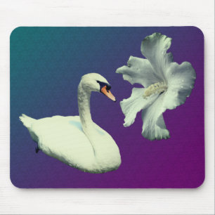 Blume Schwan und Hibiskus Mousepad