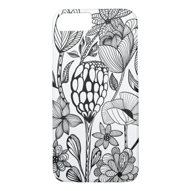 Blume, Schwarzweiß-Kunst Case-Mate iPhone Hülle (Rückseite)