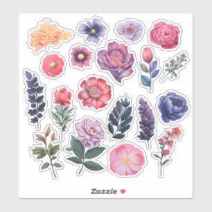 Blume Scrapbook Wasserfarbe Aufkleber