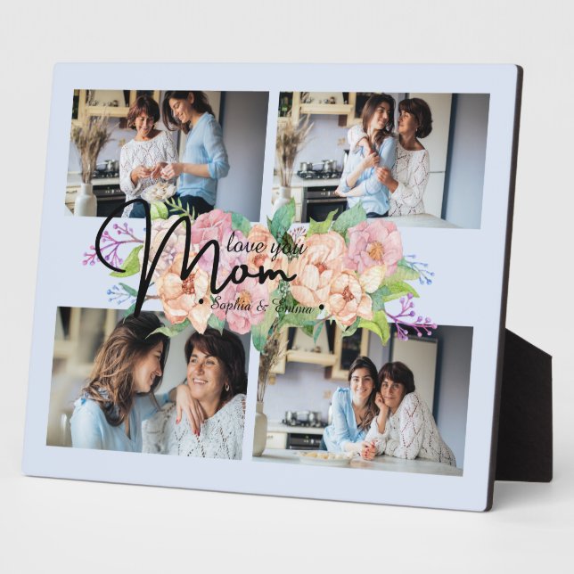 Blume Script-Liebe Mama 4 FotoCollage Fotoplatte (Seite)