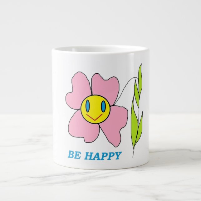 Blume "SEIN GLÜCKLICH" Jumbo-Tasse (Vorderseite)