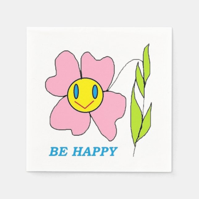 Blume "SEIN GLÜCKLICH" Serviette (Vorderseite)
