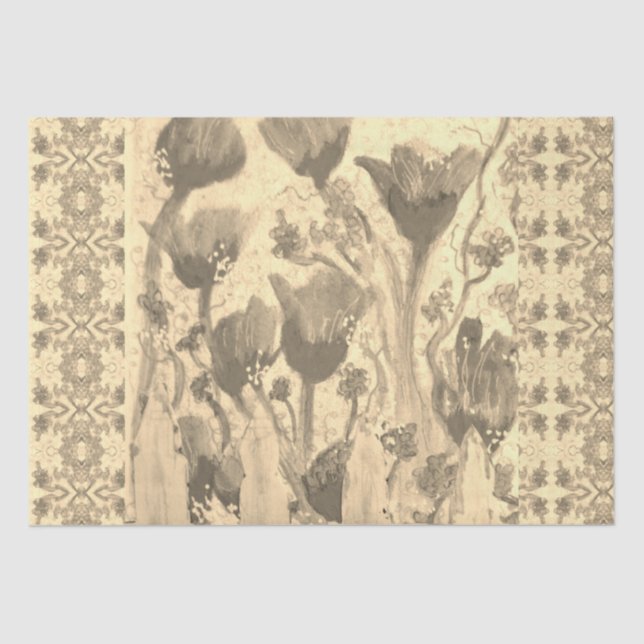Blume Sepia Seidenpapier (Vorderseite)