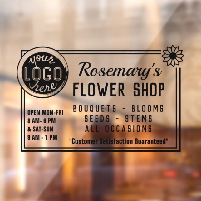 Blume Shop Custom Florist Logo Easy Werbung W Fensteraufkleber (Blatt 2)