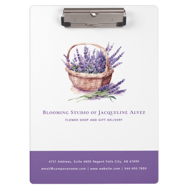 Blume Shop Lavendel Personalisiert Elegante Klemmbrett (Vorderseite)