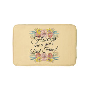 Blume sind ein Girl Best Friend - Zinnia Art Badematte