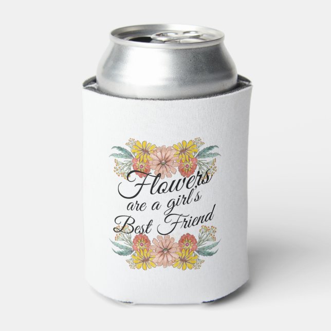 Blume sind ein Girl Best Friend - Zinnia Art Dosenkühler (Kanne Vorderseite)