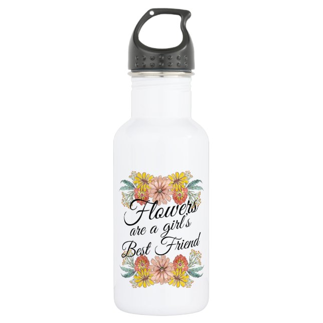 Blume sind ein Girl Best Friend - Zinnia Art Edelstahlflasche (Vorderseite)
