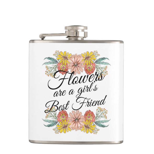 Blume sind ein Girl Best Friend - Zinnia Art Flachmann (Vorderseite)