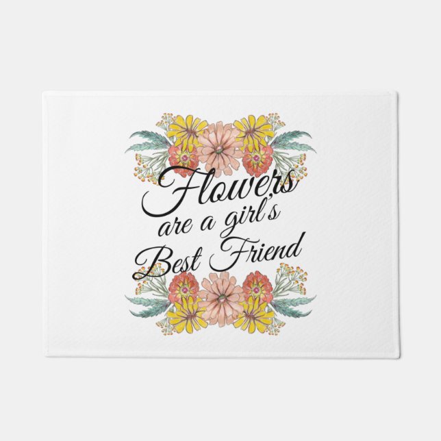 Blume sind ein Girl Best Friend - Zinnia Art Fußmatte (Vorderseite)